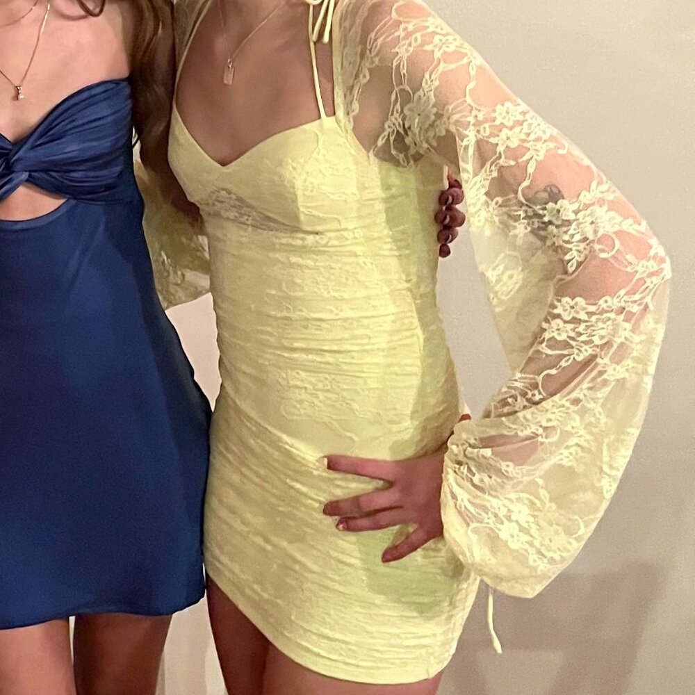 Lucy in the Sky -Size Small - Satin + Lace - Long Sleeve